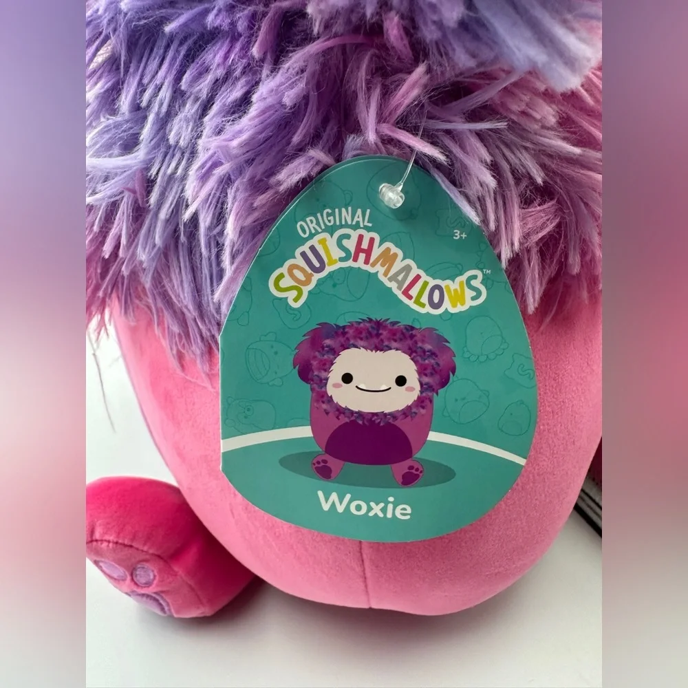 Squishmallows Original 14-Inch Woxie Magenta Bigfoot with Tie-Dye Mane Yeti NWT